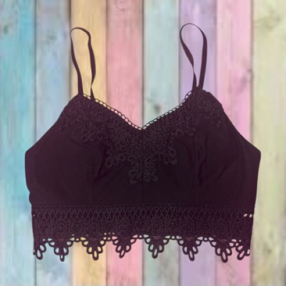 Mudd Other - Mudd Black Crochet Bralette Adjustable Straps NWT